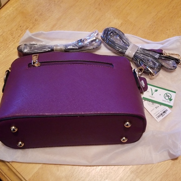 Structured Crossbody Purse, Removable Strap- PURPL - Picture 3 of 7